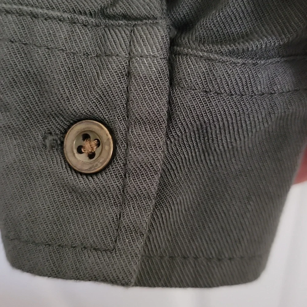 Justice Girls Button Down Shirt Olive Green 8 Long Sleeve Bronze Studs